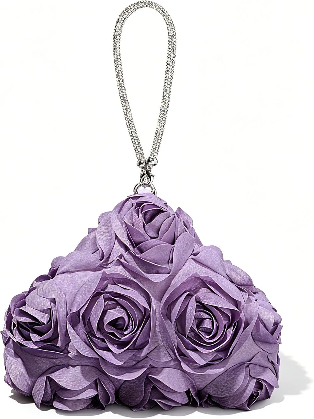 〽️ Women's Purple 3d Rose Floral Clutch Rhinestone Handle Imported Evening Bag